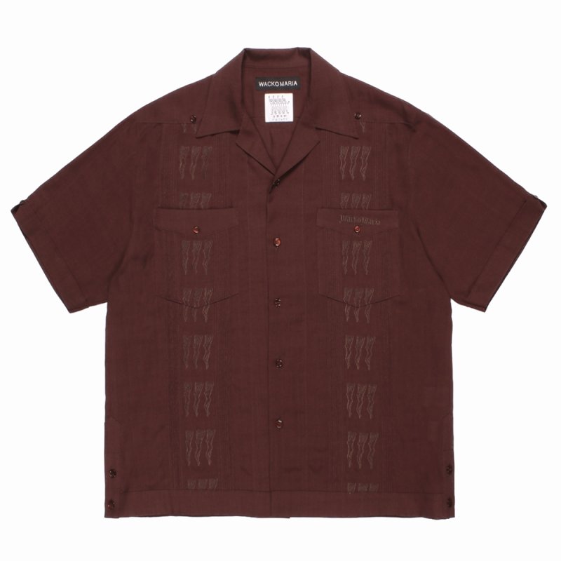 画像1: WACKO MARIA/CUBA SHIRT（BROWN）［キューバシャツ-26春夏］