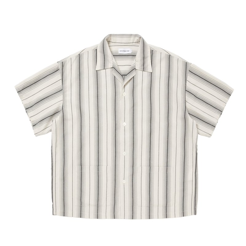 画像1: COOTIE PRODUCTIONS/Dobby Chain Stripe S/S Cavana Shirt（Ivory）［ドビーチェーンストライプカバナシャツ-26春夏］
