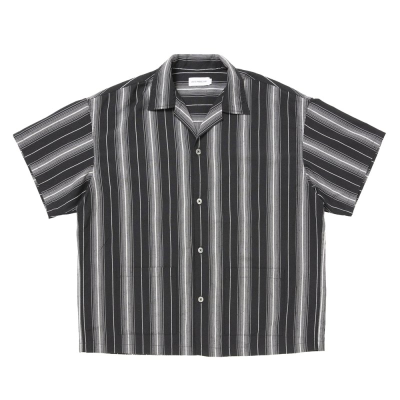 画像1: COOTIE PRODUCTIONS/Dobby Chain Stripe S/S Cavana Shirt（Black）［ドビーチェーンストライプカバナシャツ-26春夏］