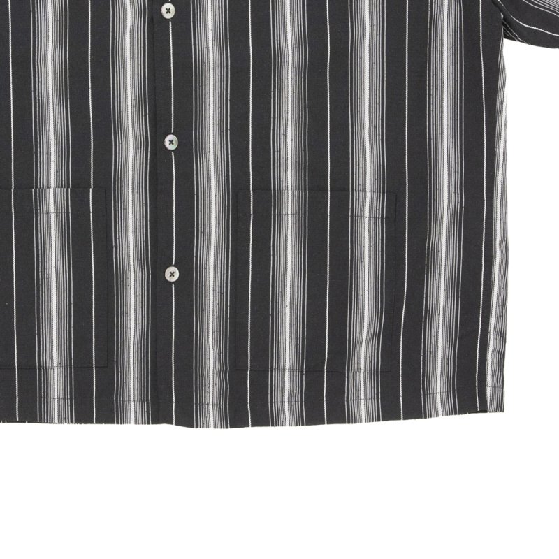 画像3: COOTIE PRODUCTIONS/Dobby Chain Stripe S/S Cavana Shirt（Black）［ドビーチェーンストライプカバナシャツ-26春夏］