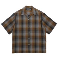 画像1: WACKO MARIA/OMBRE CHECK OPEN COLLAR SHIRT（BROWN）［オンブレチェックオープンカラーシャツ-26春夏］ (1)
