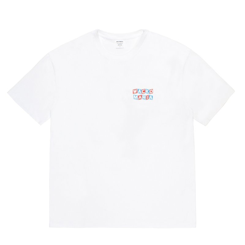 画像1: WACKO MARIA/WASHED HEAVY WEIGHT T-SHIRT（WHITE）［プリント+刺繍T-26春夏］