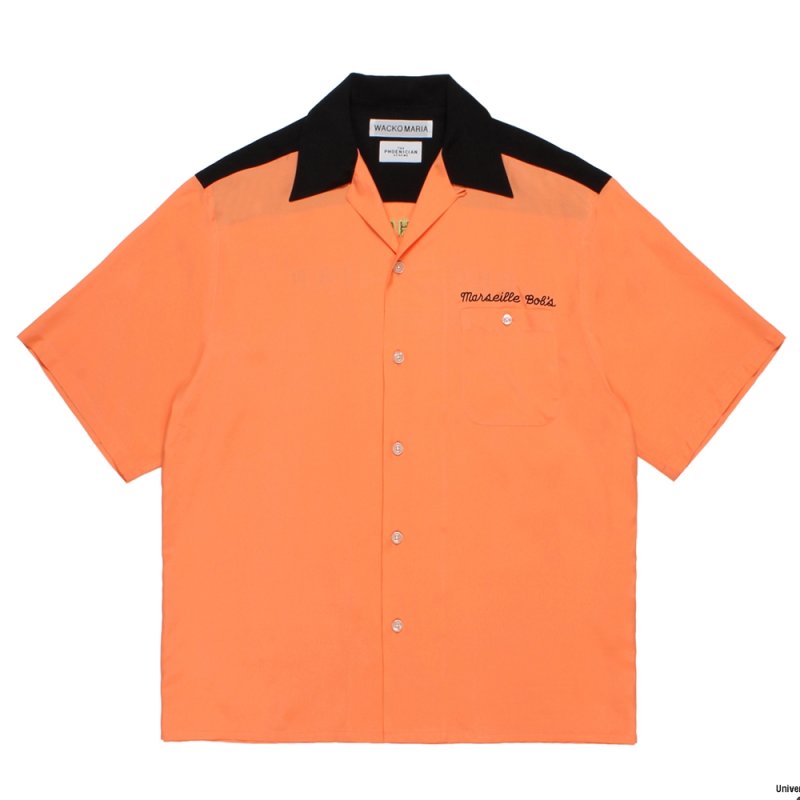 画像1: WACKO MARIA/THE PHOENICIAN SCHEME / 50'S OPEN COLLAR SHIRT（ORANGE）［50'Sオープンカラーシャツ-26春夏］