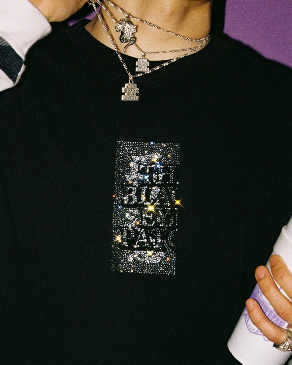 画像4: BlackEyePatch/RHINESTONE GRAYSCALE HWC LABEL TEE（BLACK） (4)
