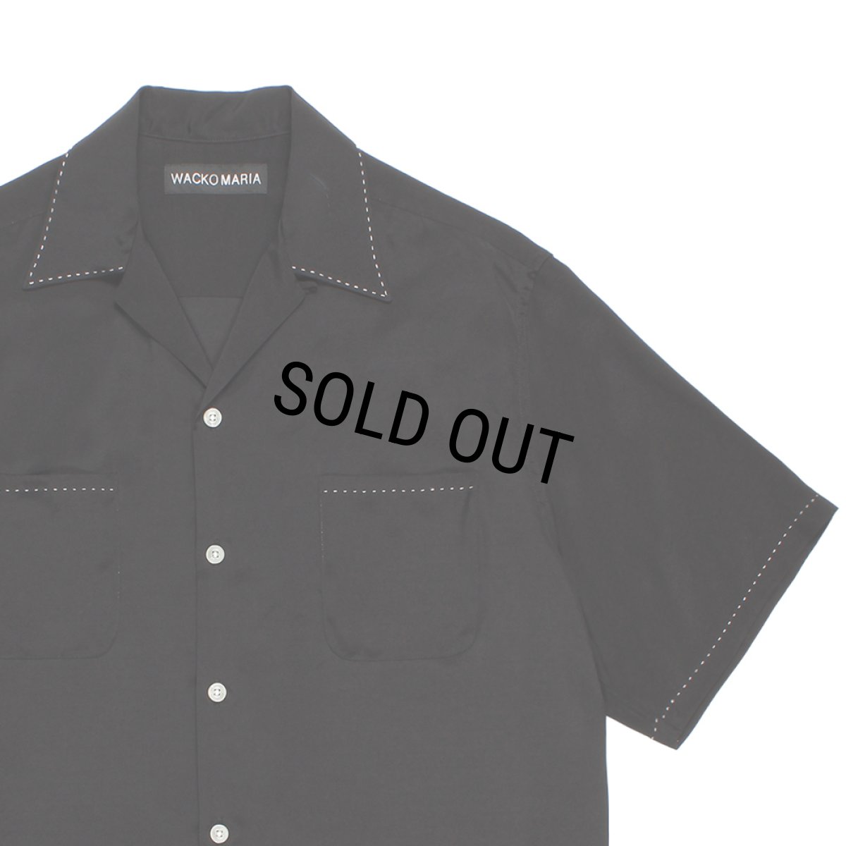 画像2: WACKO MARIA/50'S OPEN COLLAR SHIRT（BLACK）［ピンポイントステッチ50'Sオープンカラーシャツ-26春夏］ (2)