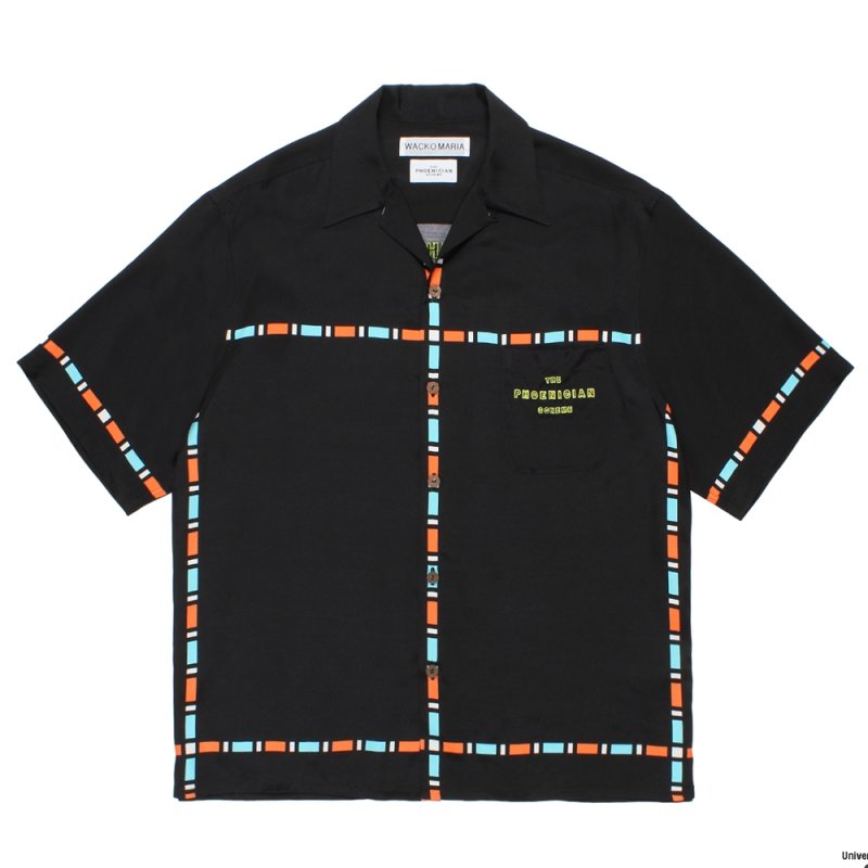 画像1: WACKO MARIA/THE PHOENICIAN SCHEME / HAWAIIAN SHIRT（BLACK）［ハワイアンシャツ-26春夏］