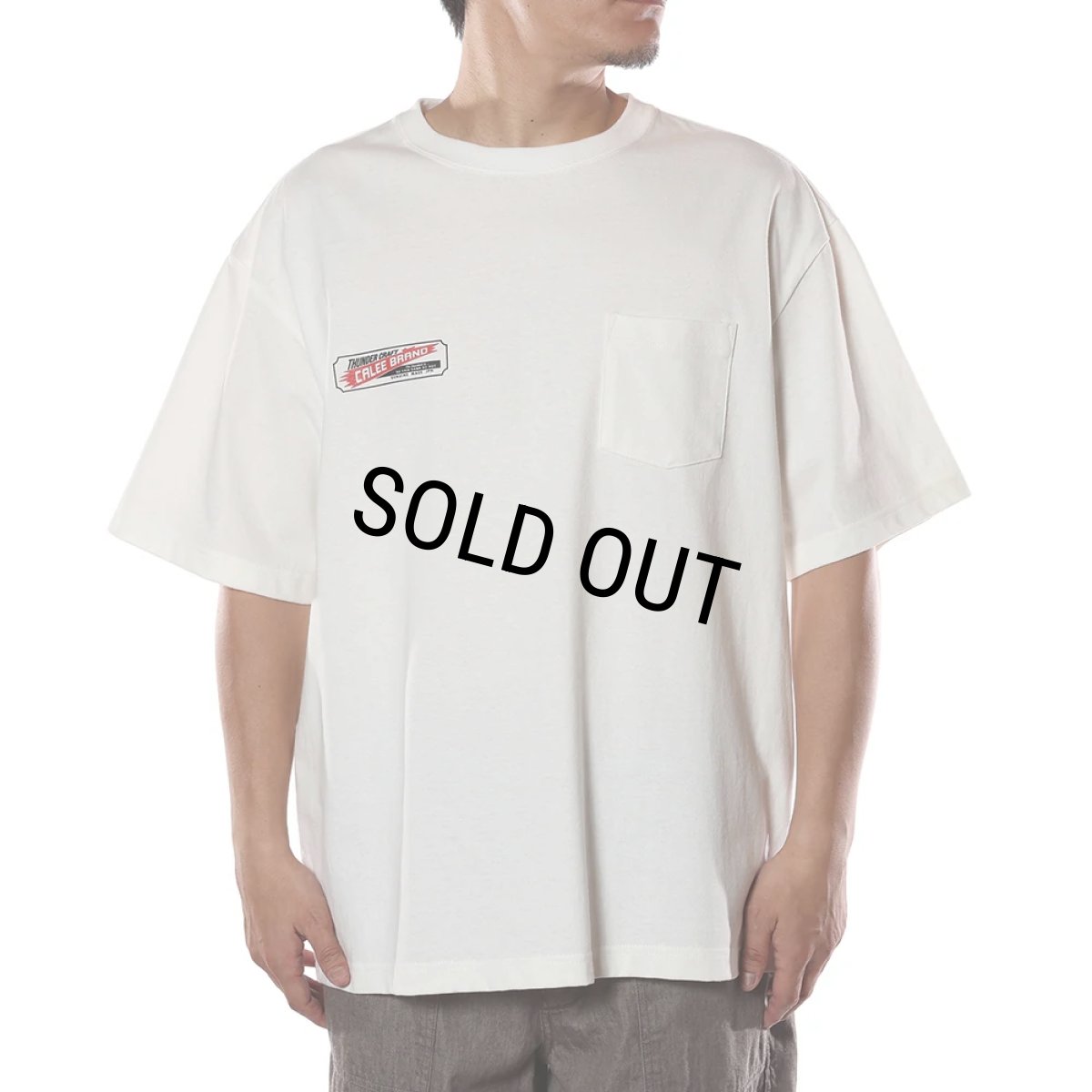 画像3: CALEE/VINTAGE TYPE THUNDER CRAFT POCKET TEE（WHITE）［プリントポケT-26春夏］ (3)
