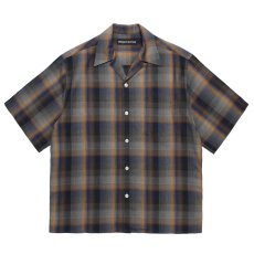 画像1: WACKO MARIA/OMBRE CHECK OPEN COLLAR SHIRT（BLUE）［オンブレチェックオープンカラーシャツ-26春夏］ (1)