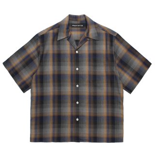 WACKO MARIA/OMBRE CHECK OPEN COLLAR SHIRT（BLUE）［オンブレ