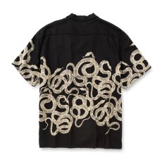 画像2: CALEE/SNAKE PATTERN PANEL S/S SH（BLACK）［スネークパターンシャツ-26春夏］ (2)