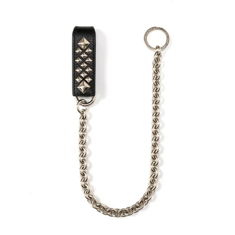 画像1: CALEE/STUDS LEATHER WALLET CHAIN（BLACK）［スタッズレザーウォレットチェーン-26春夏］