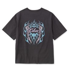画像1: CALEE/VINTAGE TYPE FLAME LOGO PINSTRIPING S/ S TEE ＜NATURALLY PAINT DESIGN＞（INK BLACK）［プリントT-26春夏］ (1)