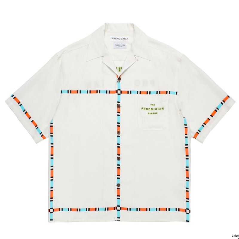 画像1: WACKO MARIA/THE PHOENICIAN SCHEME / HAWAIIAN SHIRT（WHITE）［ハワイアンシャツ-26春夏］