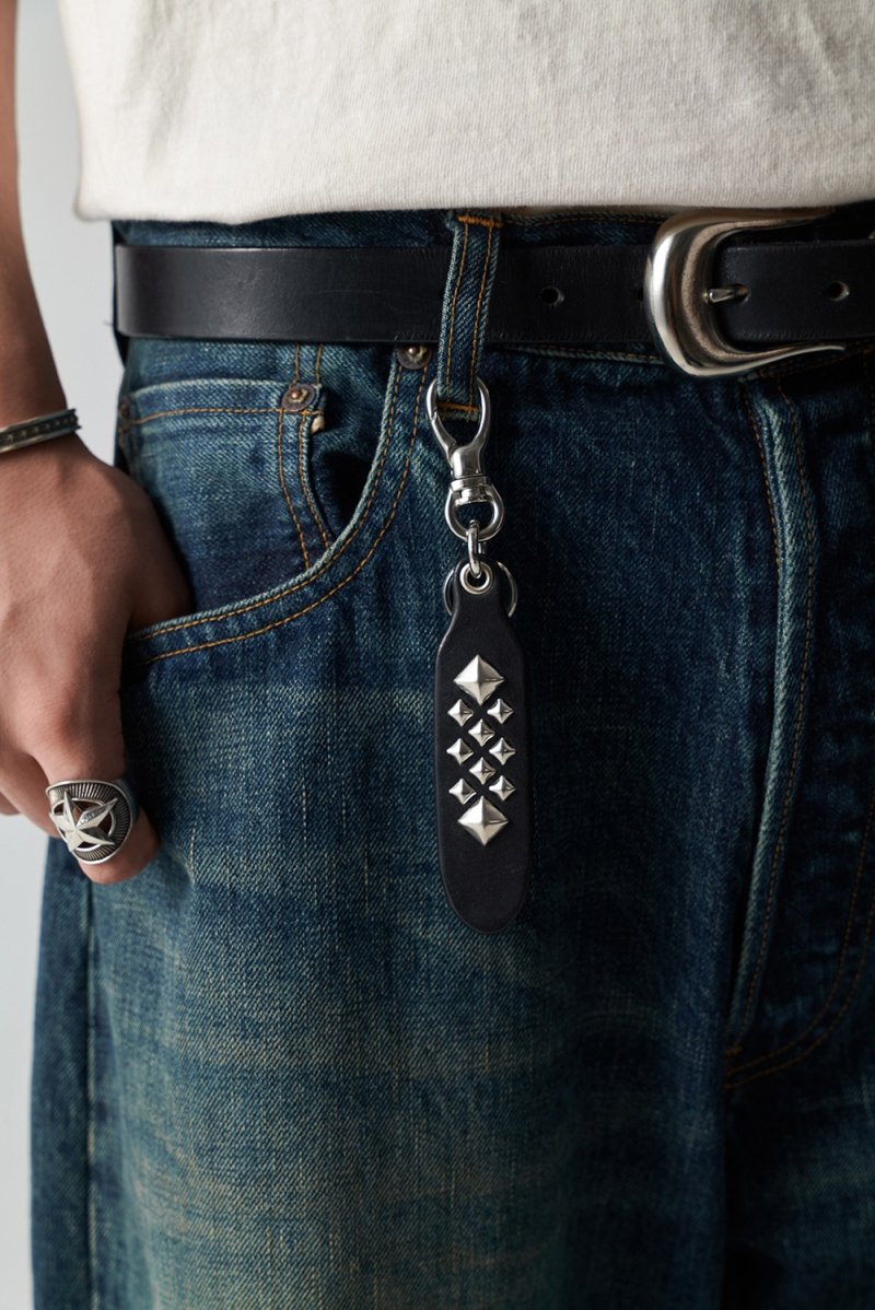 画像3: CALEE/STUDS LEATHER KEY RING ＜TYPE C＞（BLACK）［スタッズレザーキーリング-26春夏］