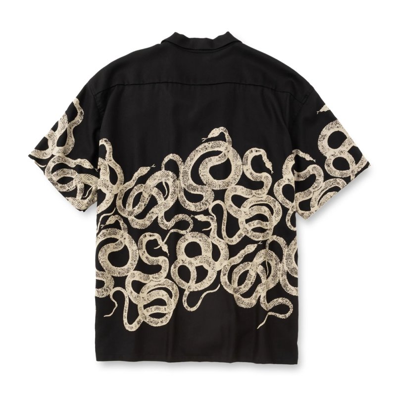画像2: CALEE/SNAKE PATTERN PANEL S/S SH（BLACK）［スネークパターンシャツ-26春夏］