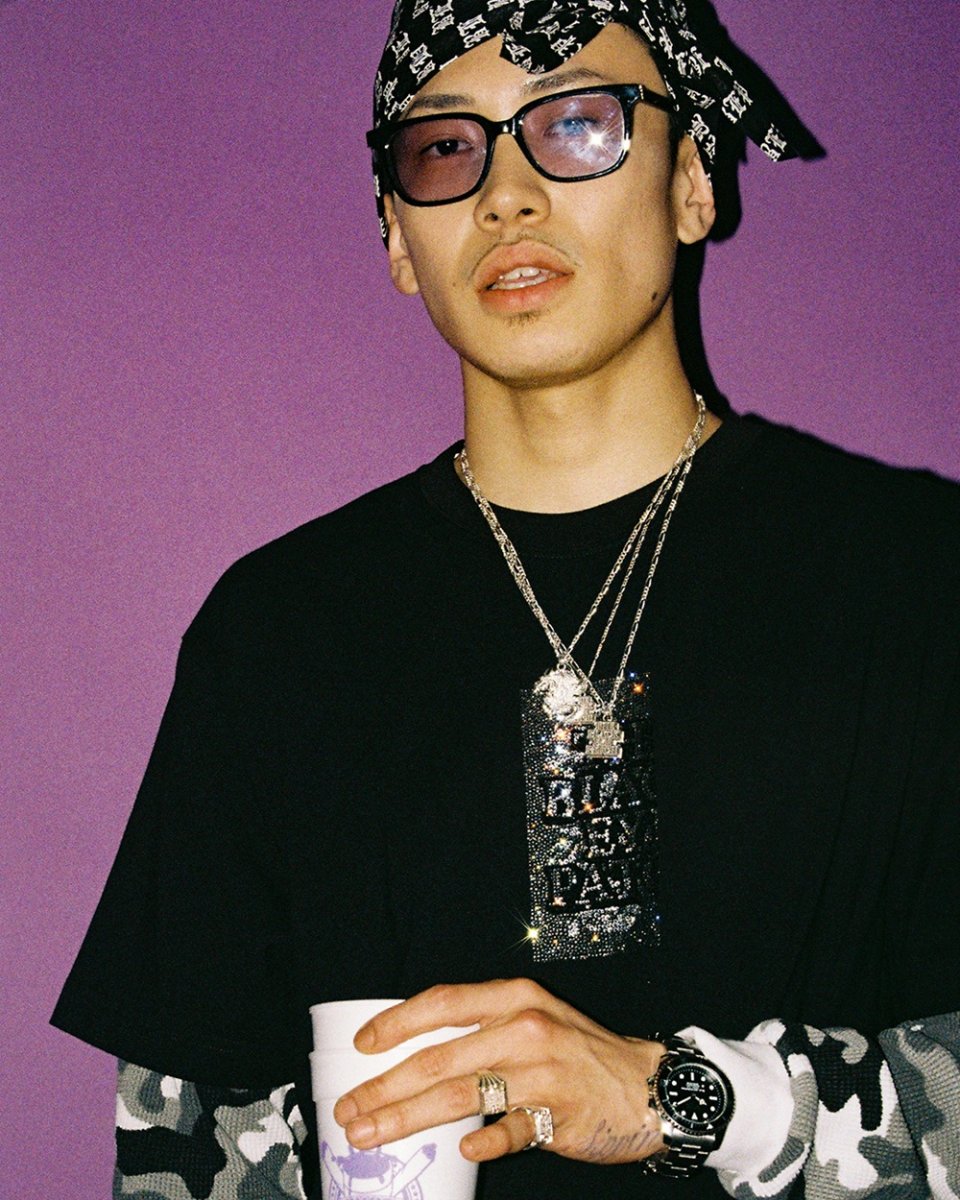 画像3: BlackEyePatch/RHINESTONE GRAYSCALE HWC LABEL TEE（BLACK） (3)