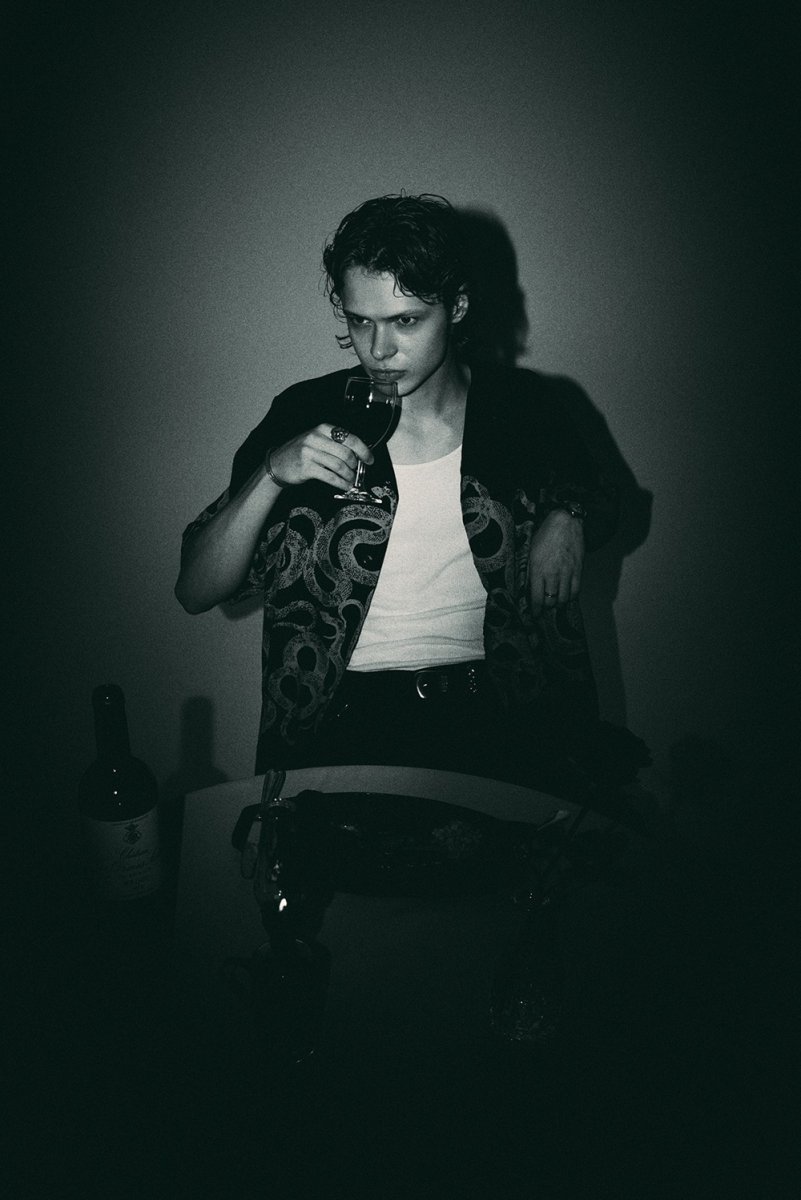 画像8: CALEE/SNAKE PATTERN PANEL S/S SH（BLACK）［スネークパターンシャツ-26春夏］ (8)