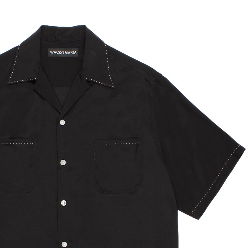 画像2: WACKO MARIA/50'S OPEN COLLAR SHIRT（BLACK）［ピンポイントステッチ50'Sオープンカラーシャツ-26春夏］