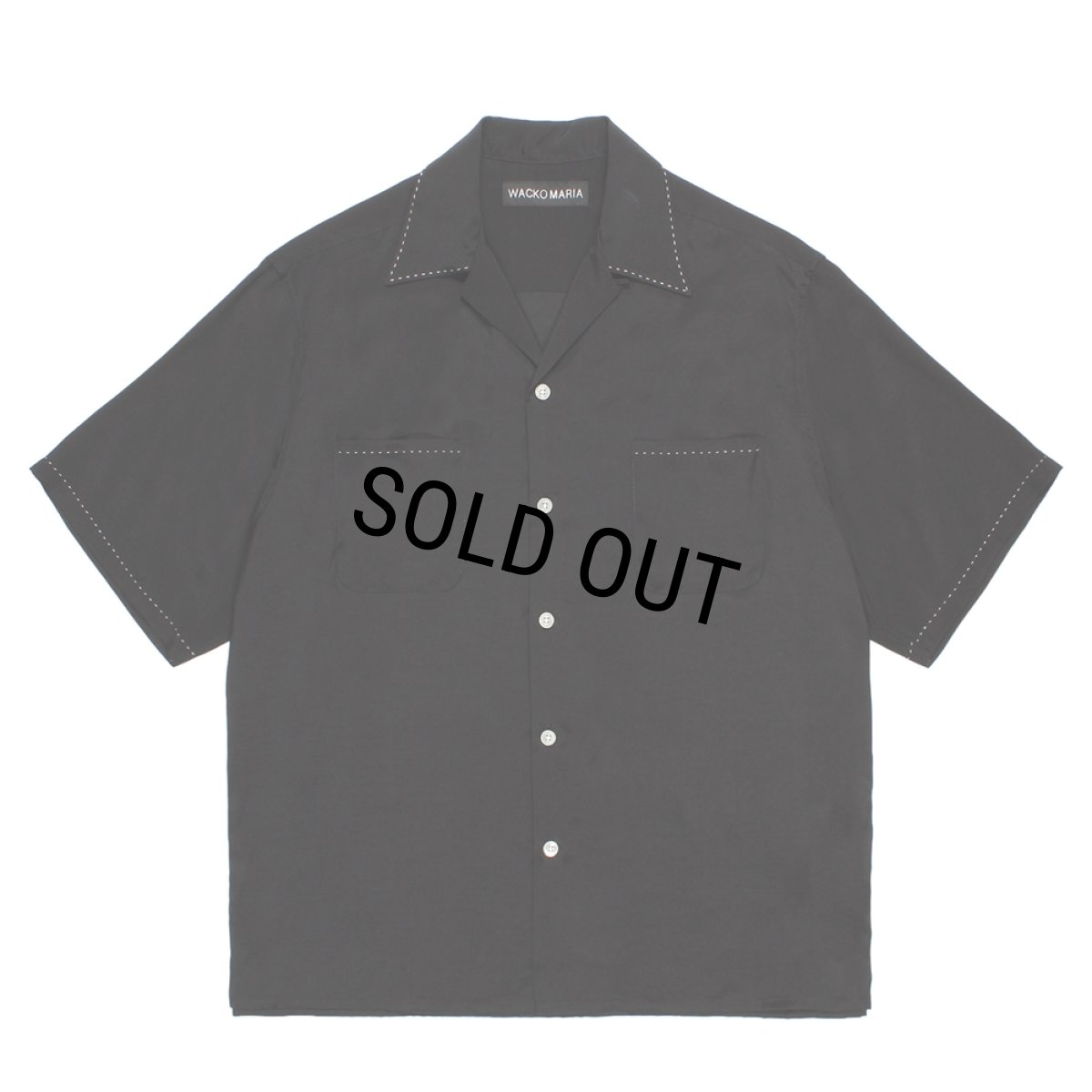 画像1: WACKO MARIA/50'S OPEN COLLAR SHIRT（BLACK）［ピンポイントステッチ50'Sオープンカラーシャツ-26春夏］ (1)