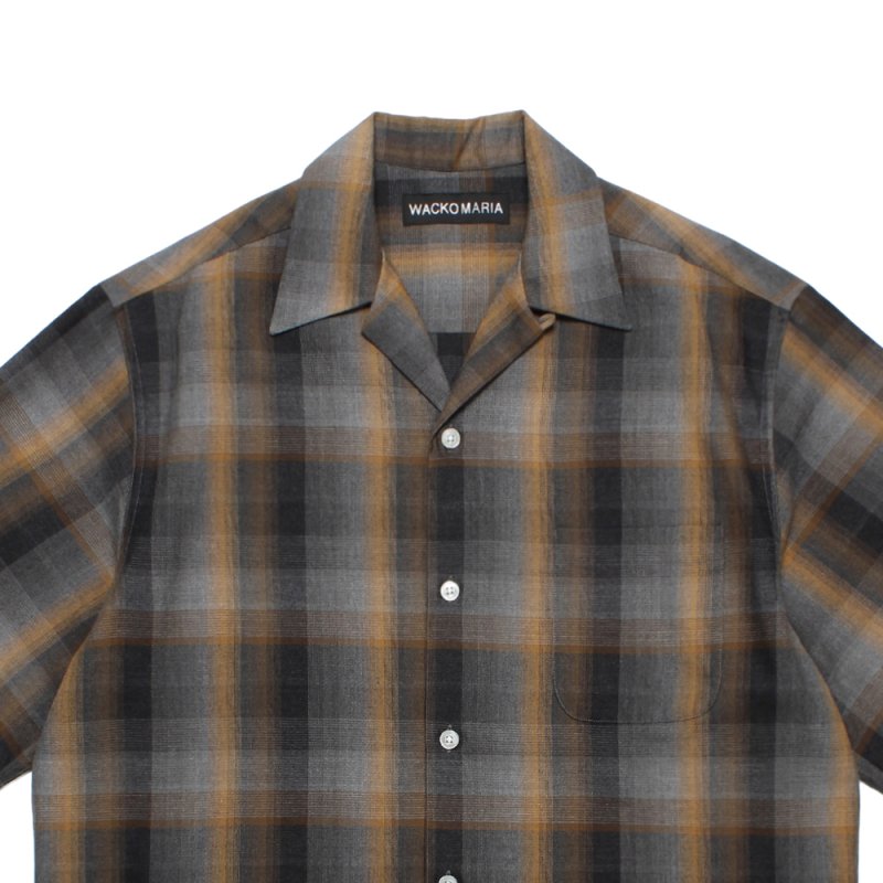 画像2: WACKO MARIA/OMBRE CHECK OPEN COLLAR SHIRT（GRAY）［オンブレチェックオープンカラーシャツ-26春夏］
