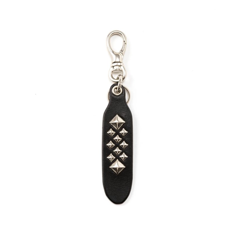 画像1: CALEE/STUDS LEATHER KEY RING ＜TYPE C＞（BLACK）［スタッズレザーキーリング-26春夏］