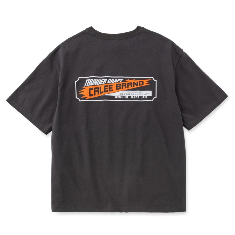 画像2: CALEE/VINTAGE TYPE THUNDER CRAFT POCKET TEE（CHARCOAL）［プリントポケT-26春夏］