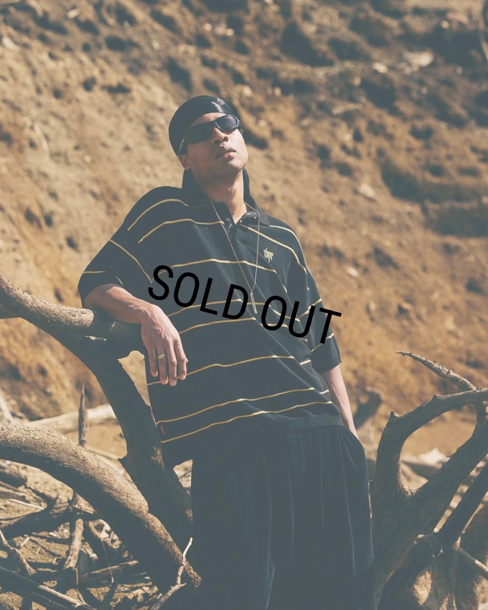 画像2: TIGHTBOOTH/BORDER KNIT POLO（Black）［ボーダーニットポロ-26春夏］ (2)