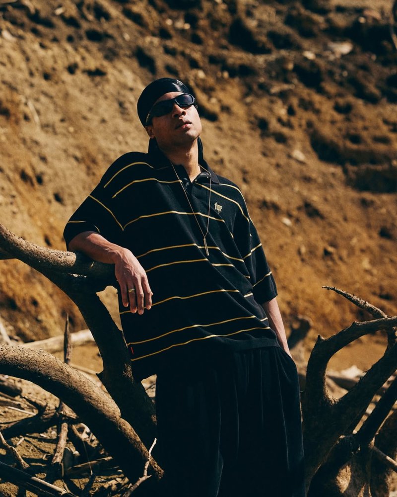 画像2: TIGHTBOOTH/BORDER KNIT POLO（Black）［ボーダーニットポロ-26春夏］