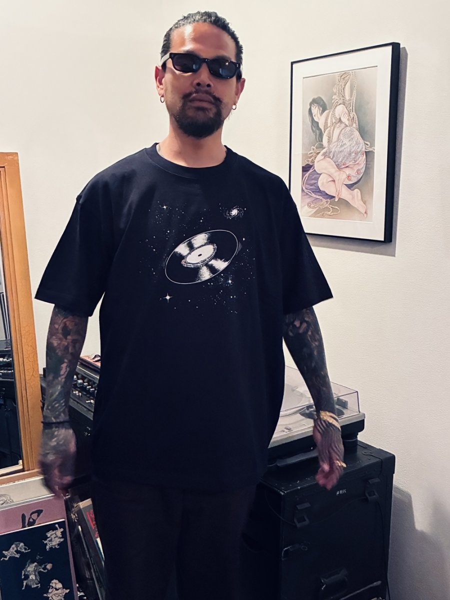 画像4: exodus brand/SPACE VINYL RECORD T SHIRT（BLACK）［プリントT-26春夏］ (4)