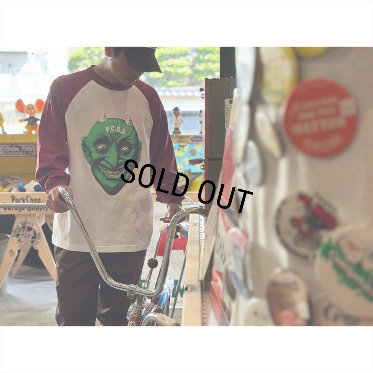 画像5: PORKCHOP/DEVIL FACE RAGLAN L/S TEE（BURGUNDY）［デビルフェイスラグラン長袖T-26春夏］ (5)