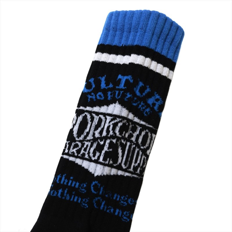 画像2: PORKCHOP/WAVE LOGO SOX（BLACK）［ウェーブロゴソックス-26春夏］