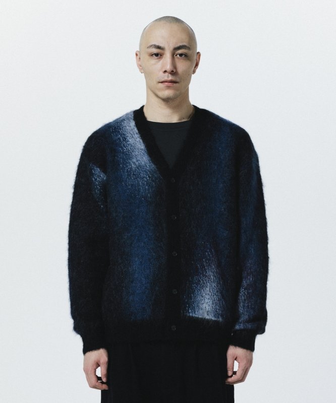 ROTTWEILER/PATTERNED CARDIGAN（NAVY）［パターンドモヘア