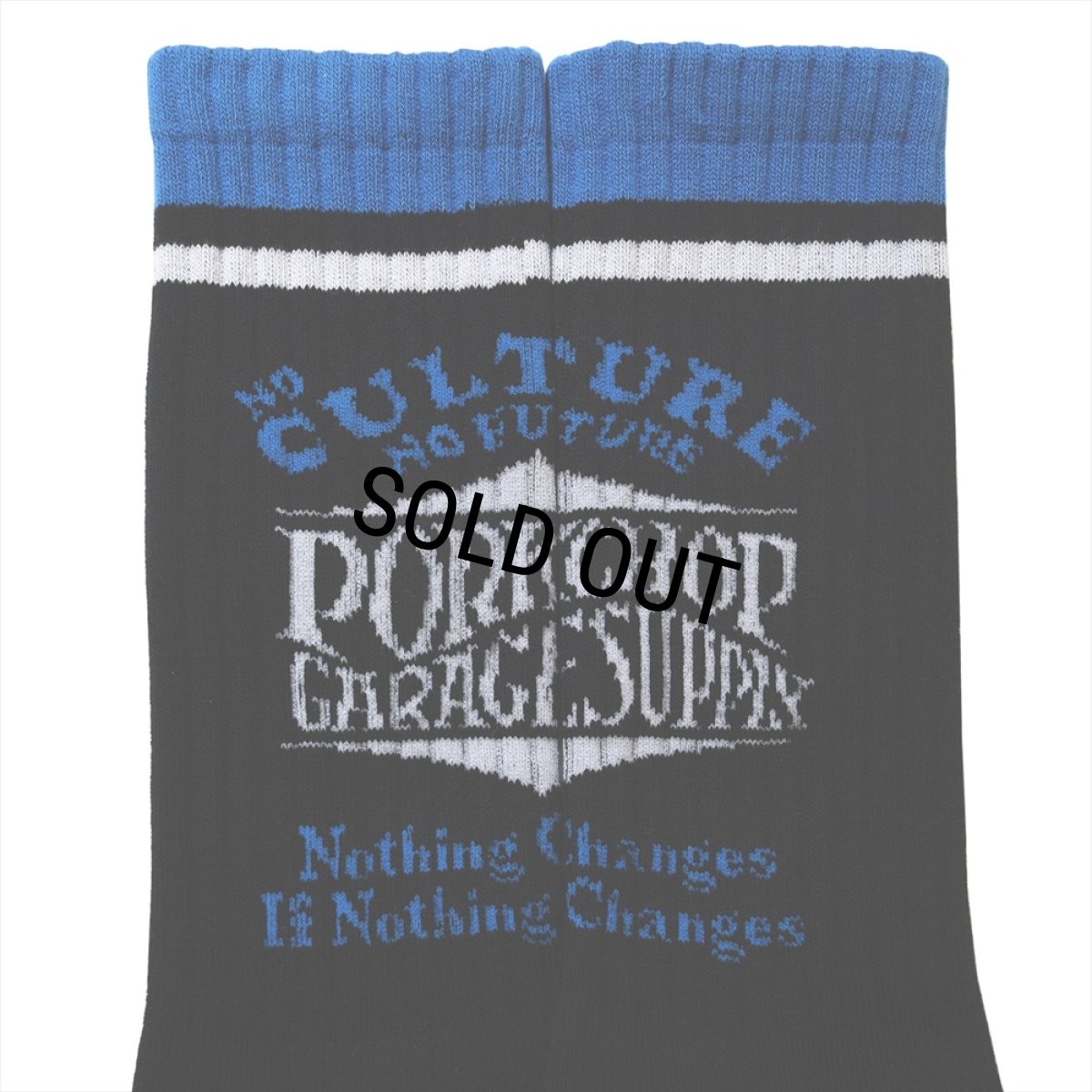 画像4: PORKCHOP/WAVE LOGO SOX（BLACK）［ウェーブロゴソックス-26春夏］ (4)