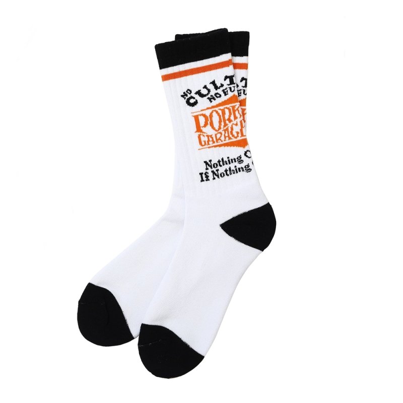 画像1: PORKCHOP/WAVE LOGO SOX（WHITE）［ウェーブロゴソックス-26春夏］