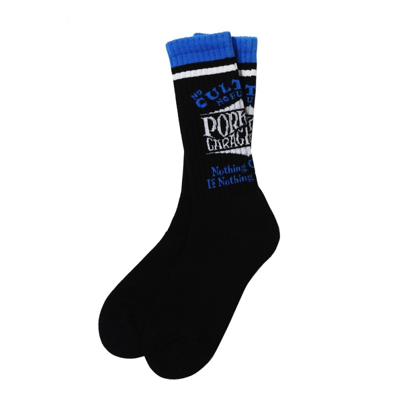 画像1: PORKCHOP/WAVE LOGO SOX（BLACK）［ウェーブロゴソックス-26春夏］