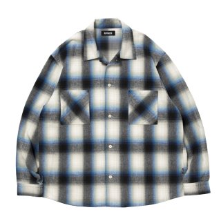 ROTTWEILER/R9 OMBRE CHECK SHIRT（BLUE）［オンブレチェックシャツ-26