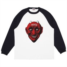 画像1: PORKCHOP/DEVIL FACE RAGLAN L/S TEE（NAVY）［デビルフェイスラグラン長袖T-26春夏］ (1)