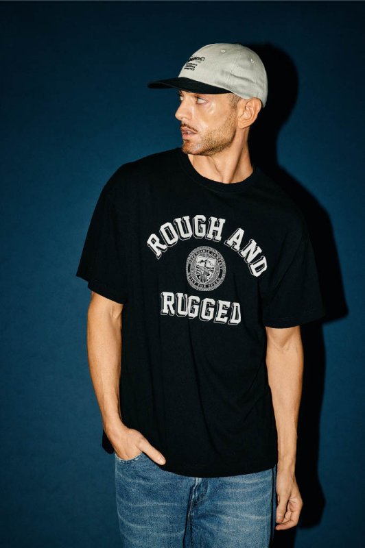 ROUGH ANR RUGGED Tシャツ ピグメントブラック Lサイズ 30%OFF】ROUGH AND RUGGED/DESIGN SS 04（BLACK）［プリントT-26春夏