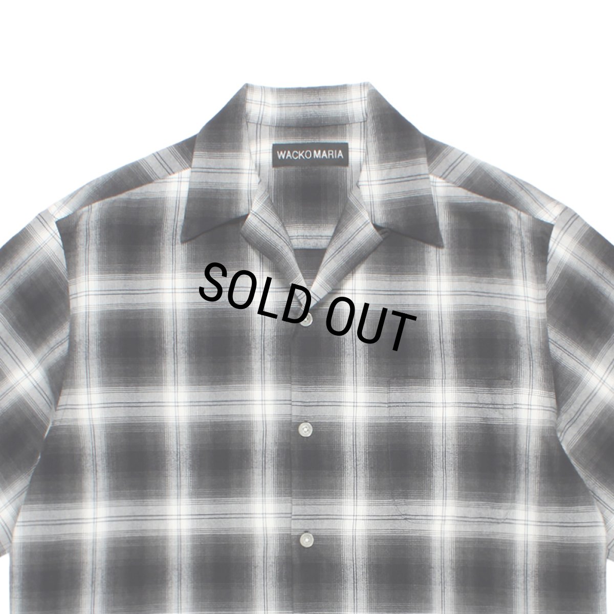 画像2: WACKO MARIA/OMBRE CHECK OPEN COLLAR SHIRT（GRAY）［オンブレチェックオープンカラーシャツ-26春夏］ (2)