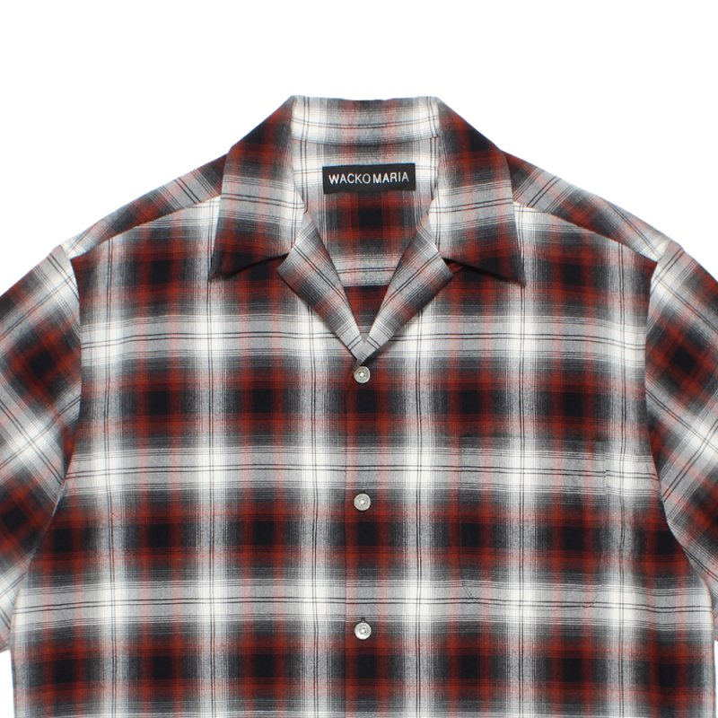 画像2: WACKO MARIA/OMBRE CHECK OPEN COLLAR SHIRT（BROWN）［オンブレチェックオープンカラーシャツ-26春夏］