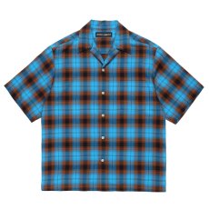 画像1: WACKO MARIA/OMBRE CHECK OPEN COLLAR SHIRT（BLUE）［オンブレチェックオープンカラーシャツ-26春夏］ (1)