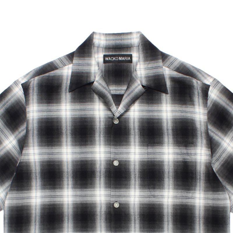 画像2: WACKO MARIA/OMBRE CHECK OPEN COLLAR SHIRT（GRAY）［オンブレチェックオープンカラーシャツ-26春夏］