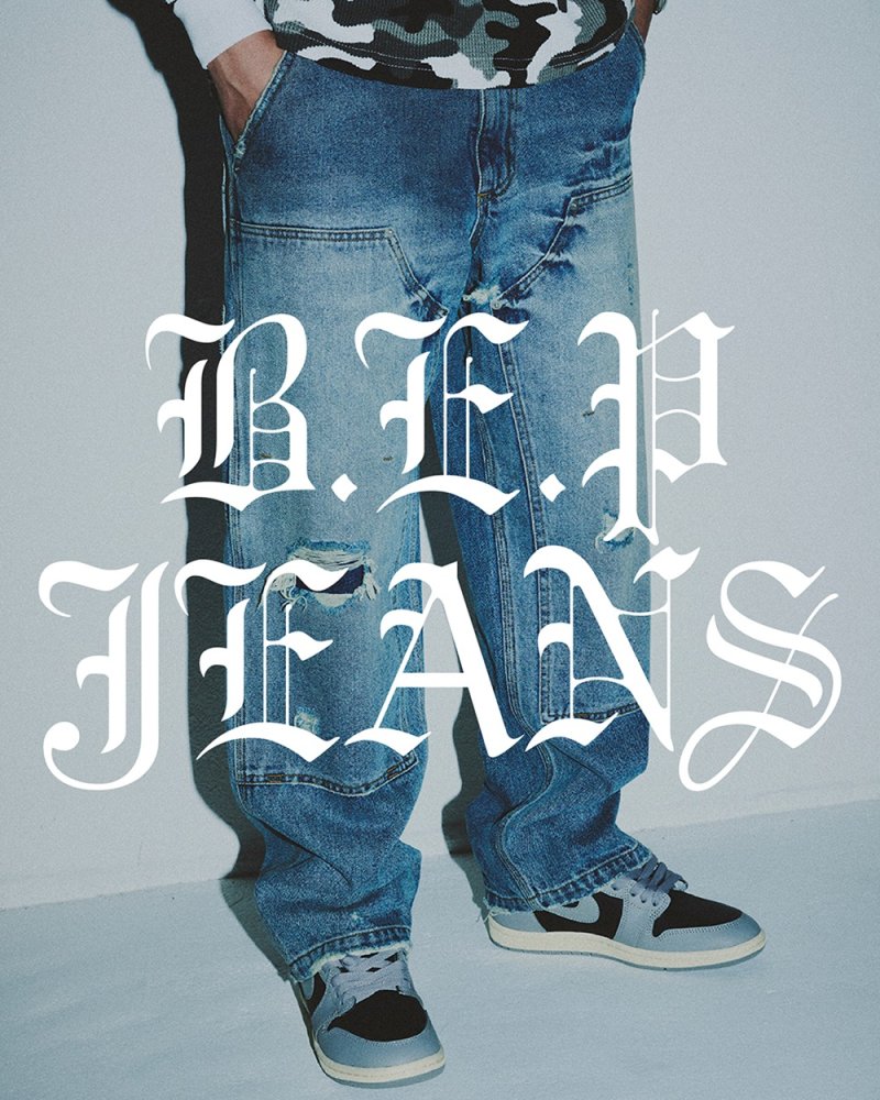 画像3: BlackEyePatch/DOUBLE KNEE DAMAGED PAINTER PANTS（INDIGO）
