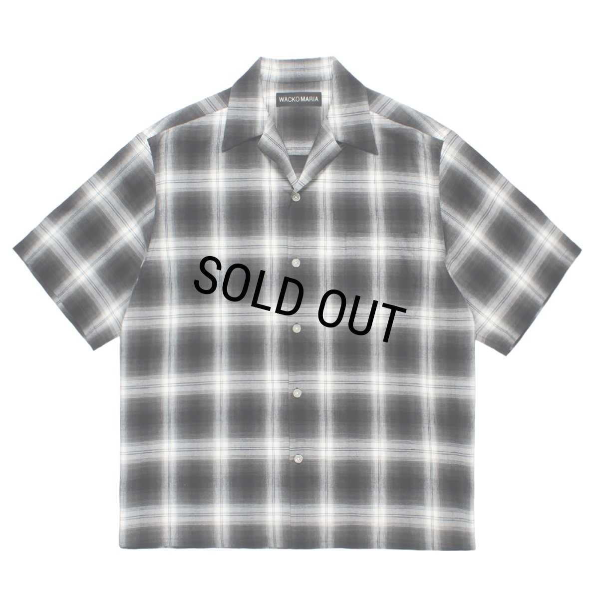 画像1: WACKO MARIA/OMBRE CHECK OPEN COLLAR SHIRT（GRAY）［オンブレチェックオープンカラーシャツ-26春夏］ (1)