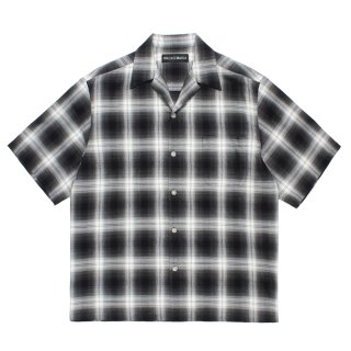 WACKO MARIA/OMBRE CHECK OPEN COLLAR SHIRT（GRAY）［オンブレ