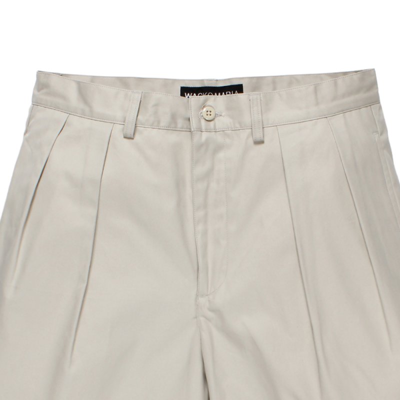 WACKO MARIA/DOUBLE PLEATED CHINO SHORT TROUSERS（BEIGE