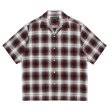 WACKO MARIA/OMBRE CHECK OPEN COLLAR SHIRT（BROWN）［オンブレ