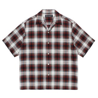 WACKO MARIA/OMBRE CHECK OPEN COLLAR SHIRT（BROWN）［オンブレ