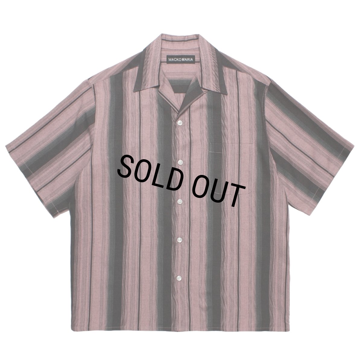 画像1: WACKO MARIA/OMBRE STRIPE OPEN COLLAR SHIRT（PINK）［オンブレストライプオープンカラーシャツ-26春夏］ (1)