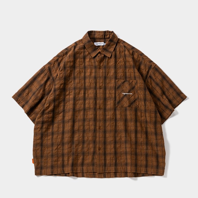 画像1: TIGHTBOOTH/PLAID S/S SHIRT（Brown）［チェックシャツ-26春夏］